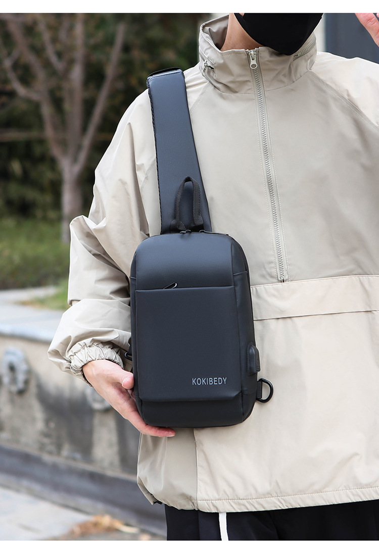 USB charging port bag, fashionable single-shoulder crossbody bag, cross-border wholesale men's chest bag, multi-functional sports chest backpack undefined