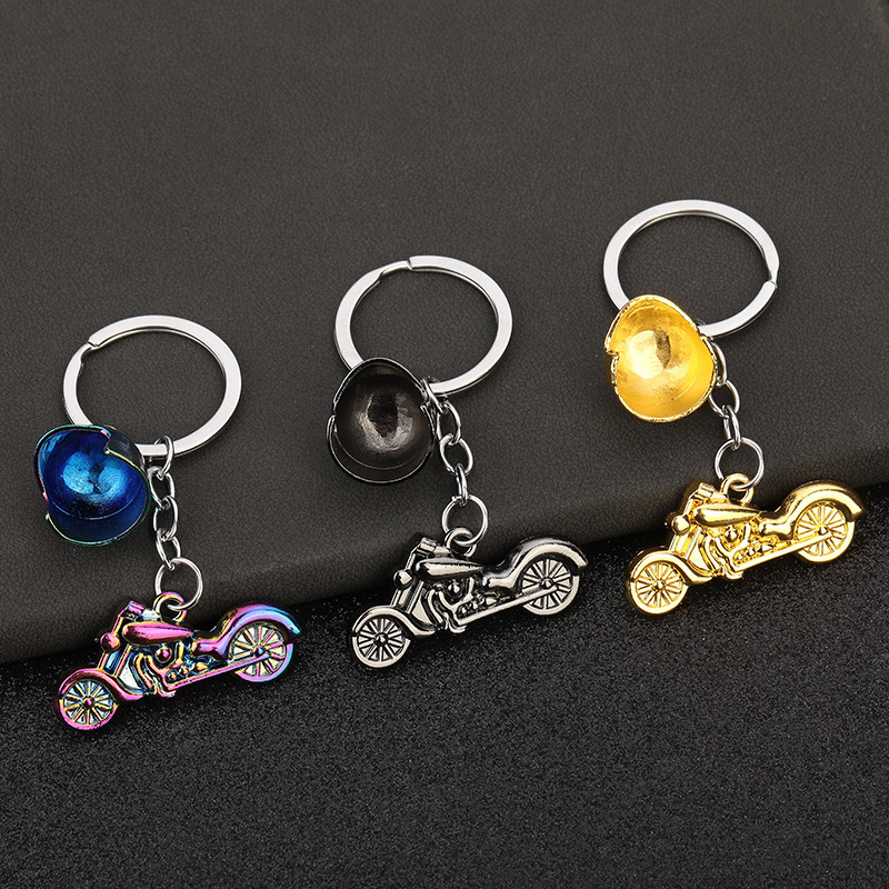 Cross-border Hot Selling Motorcycle Creative Personality Helmet Keychain Pendant Men's Advertising Metal Keychain Gift