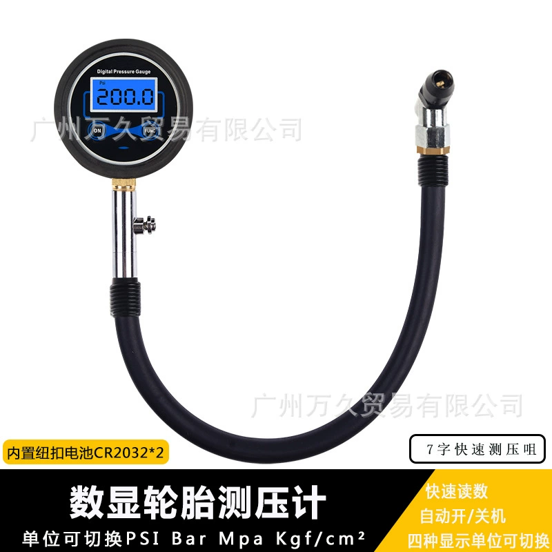Манометр с цифровым дисплеем в шинах Быстрое измерение давления Измерение давления Воздушное сопло в шинах Воздушное сопло 7-образное соединение Измерение давления
