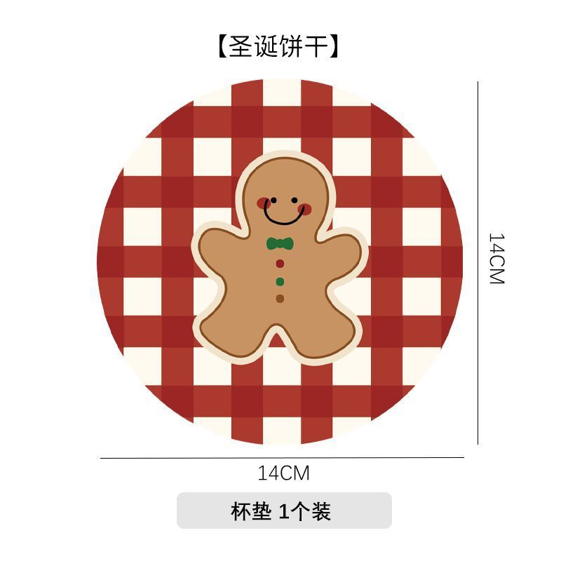 クリスマス風のコースターのパーマ防止の断熱テーブルのマットの食器のテーブルのマットの水たまりのマットの軽い贅沢な円形の珪藻泥の吸水のマット|undefined