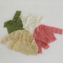 现货 hand made整件纯手工钩编织flett同款a花朵镂空开衫针织外套