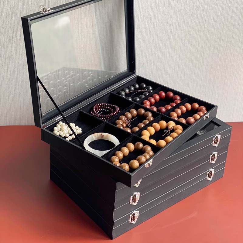 High-grade Buddha beads bracelet jewelry box bracelet jewelry box with lid dustproof jewelry box jade bracelet earrings storage box