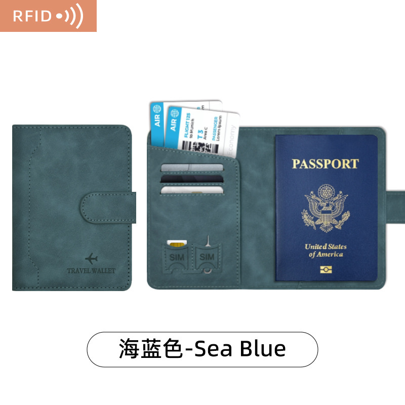 跨境新款RFID护照夹出国旅行pu皮革护照包韩版搭扣护照本保护套|undefined
