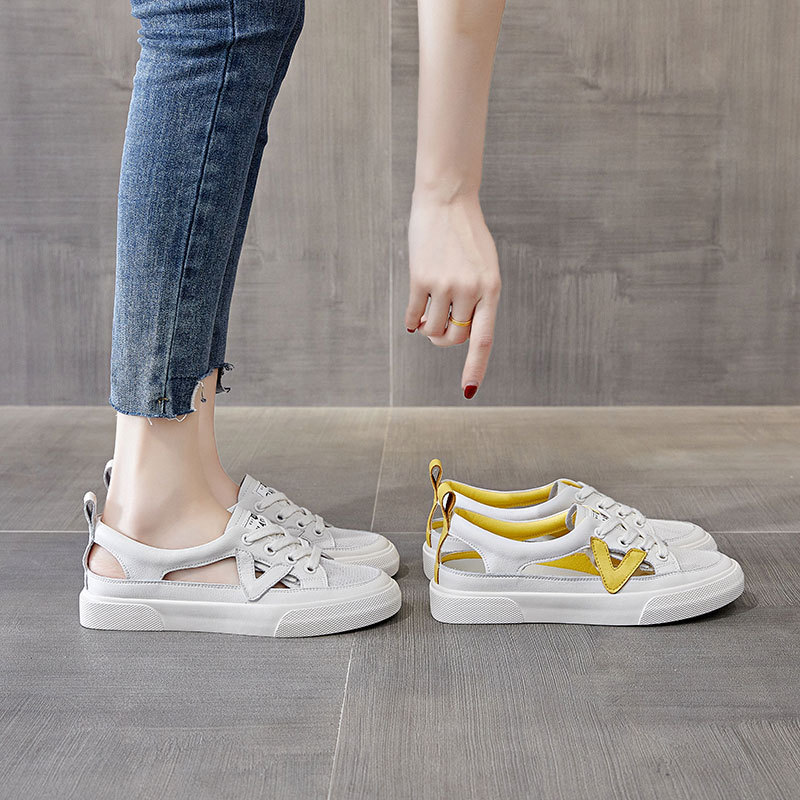 真皮小白鞋凉鞋女