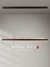 新中式茶室吊灯创意中国风一字长条吧台全铜灯别墅书房餐厅主灯具