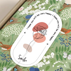 批發100貼/包橢圓形花卉貼紙禮盒封口貼包裝貼紙不乾膠標籤貼