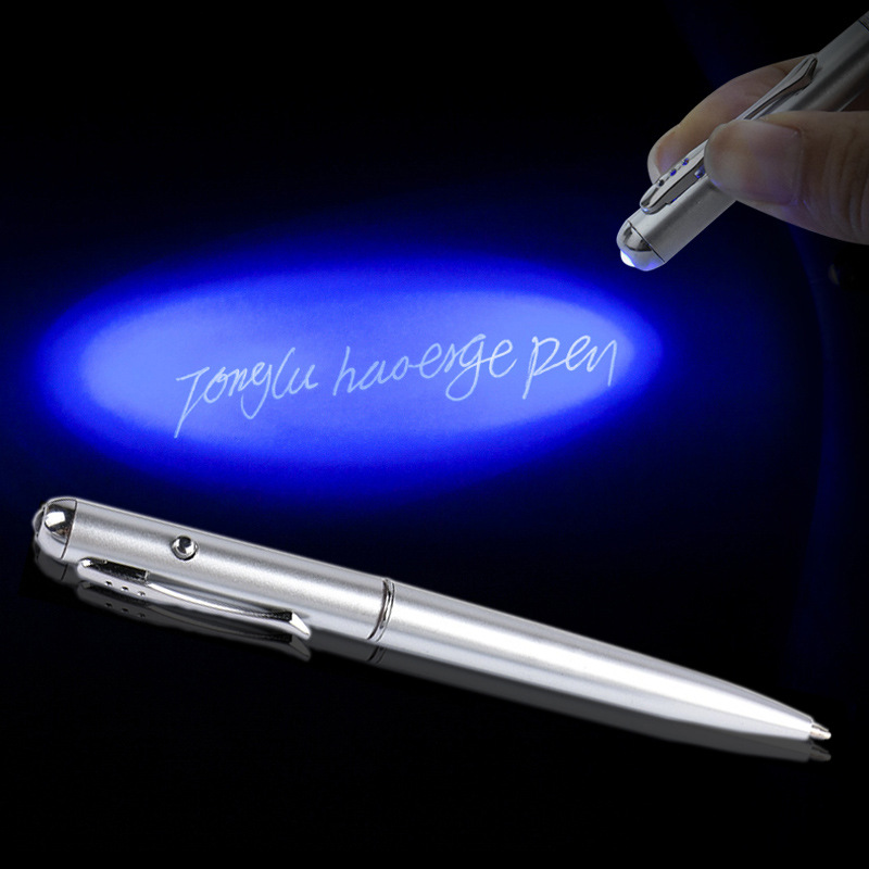 Nuevo plástico creativo bolígrafo invisible UV luminoso procesamiento UV pluma publicidad pluma láser LOGO lámpara de montaje de la pluma 4