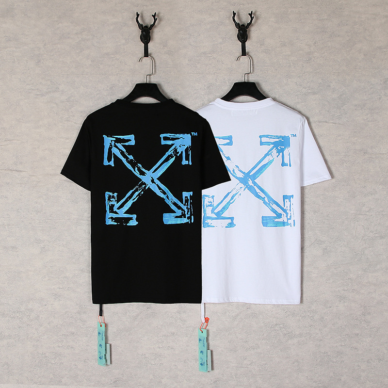 Cross-Border In-Stock Off White Ow Summer Character Print Series Oversized Unisex Short-Sleeve T-Shirt Cross-Border In-Stock Off White Ow Summer Character Print Series Oversized Unisex Short-Sleeve T-Shirt
