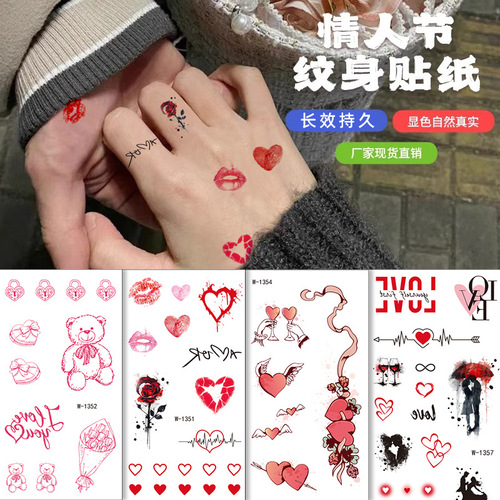 Perfect 2025 Cartoon Waterproof Valentine's Day Temporary Tattoo Sticker Cute Temporary Tattoo Amazon