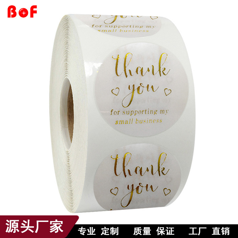 Wholesale roll transparent bronzing sticker thank you sticker label sealing sticker gift baking packaging sticker