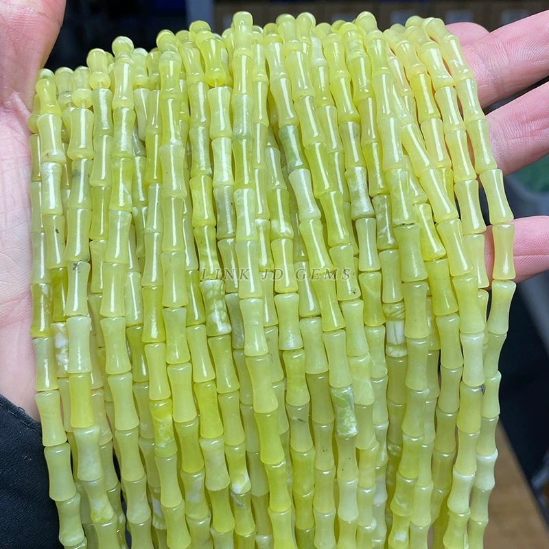 Бамбуковые бусины Tube Jade, 12 мм, натуральный камень для браслета своими руками — 32 шт в нити