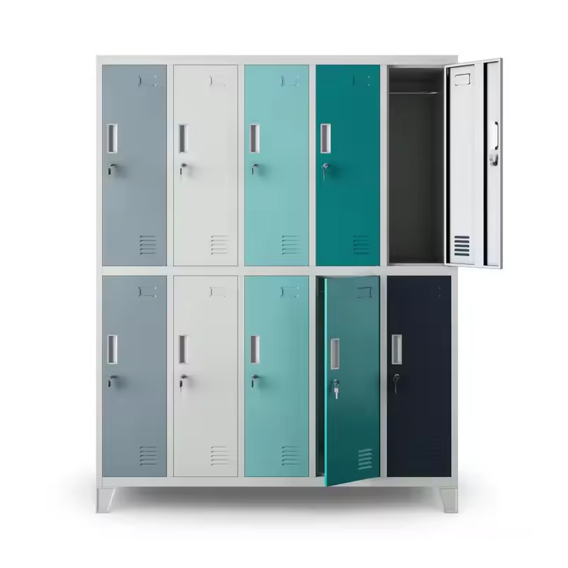 Amazon armario de color taller de oficina de acero armario de piernas para el personal de gimnasio armario de cambio de puertas múltiples