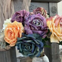 巨大なモネの油絵のバラのシミュレーションの偽の花の客間の食卓の花の装飾の置物の復古の結婚式の花の撮影