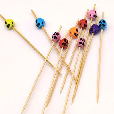 万圣节主题派对艺术签 南瓜骷髅头舞会装饰水果签蛋糕插牌水果叉|ms