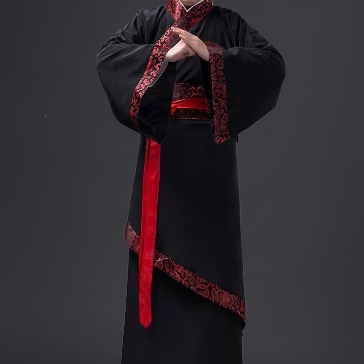 Ancient Costume for Men, Tang Dynasty Hanfu, Straight-Jeweled Deep Robe, Swordsman Performance Outfit, Film and Television Photography, Academy Graduation Uniform