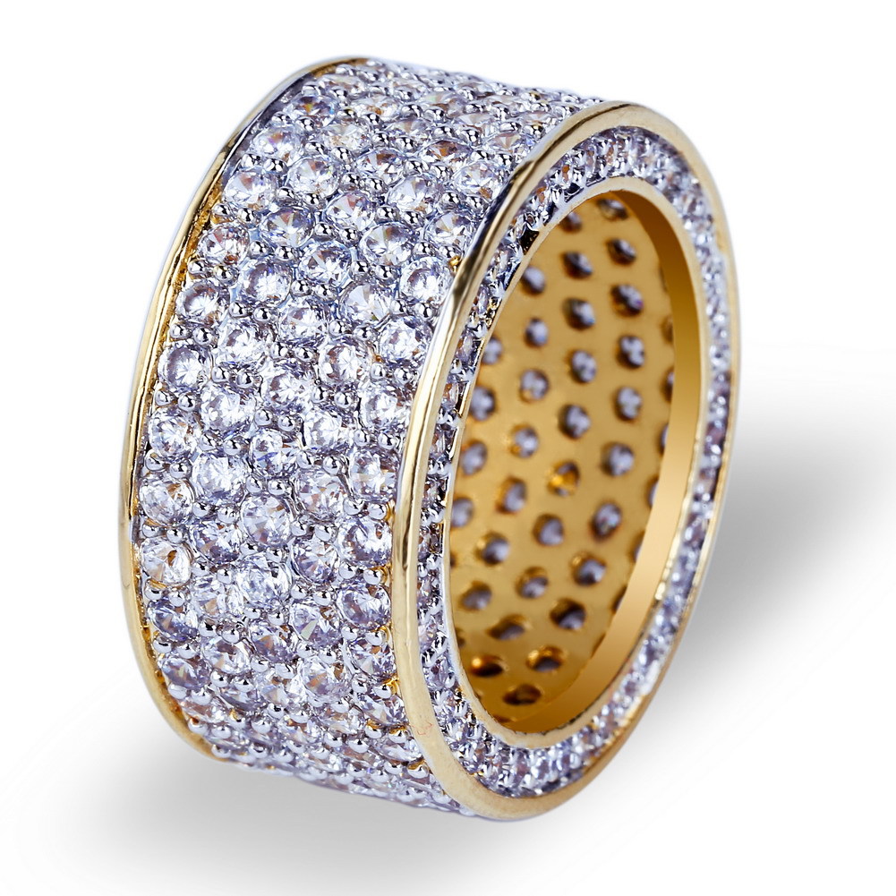 men's ring with stone with zircon hip-hop style