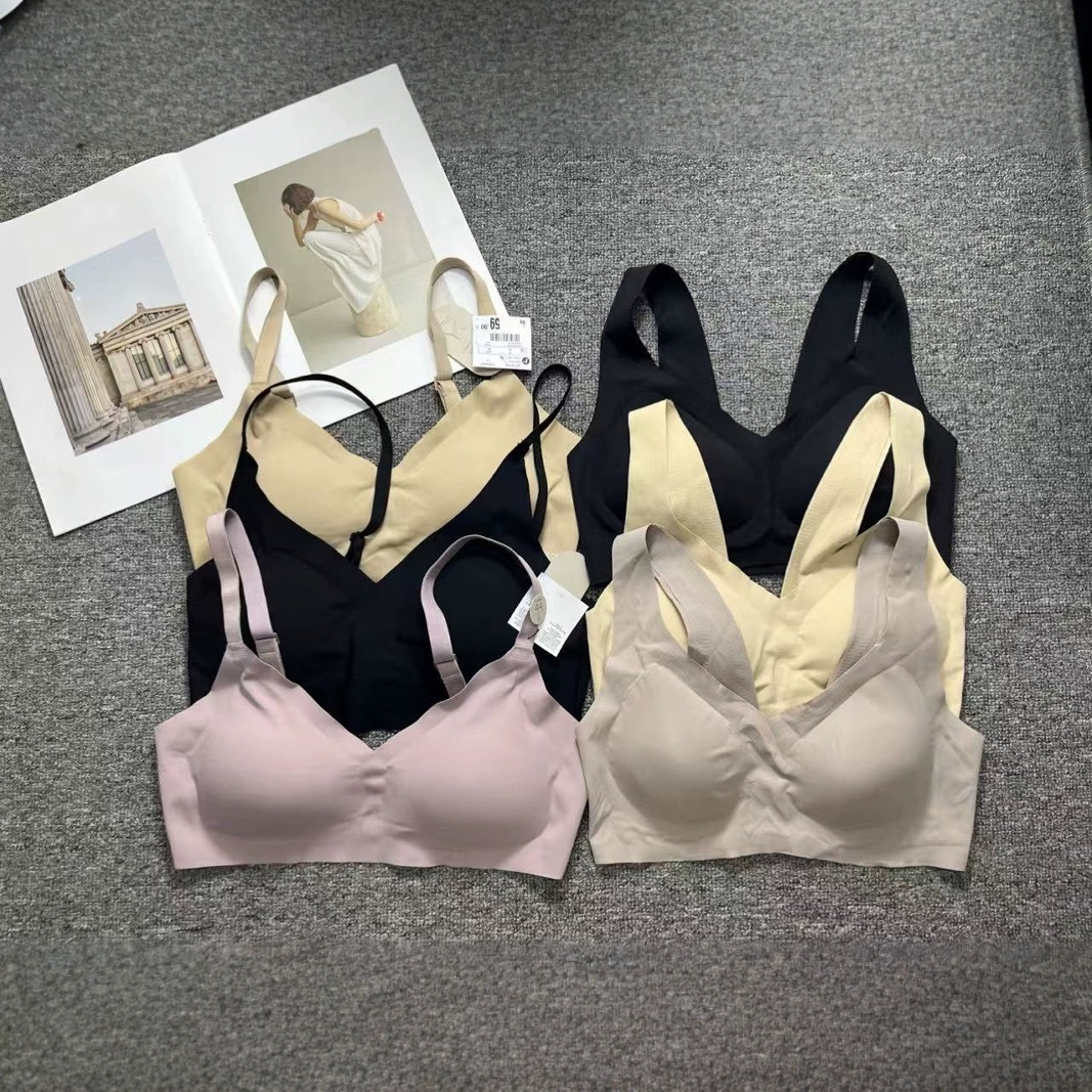 Sujetador de nuevo estilo, ropa interior sin costuras, sujetador de tazón de látex de alta gama para mujer, taza delgada sin anillo de acero, hebilla trasera sexy y cómoda