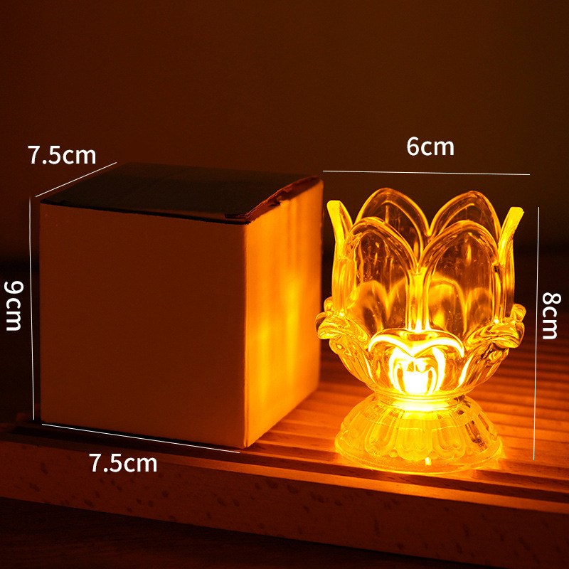 LEDの透明な蓮の花の仏前は明かりを供えて寺院のろうそくの明かりを飾ってアイデアの浮き彫りの高い足の電子の長い明かりを配置します。|undefined