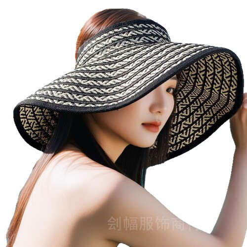 2025 Summer UV Protection Women's Wide Brim Face Covering Breathable Foldable Open Top Sun Hat