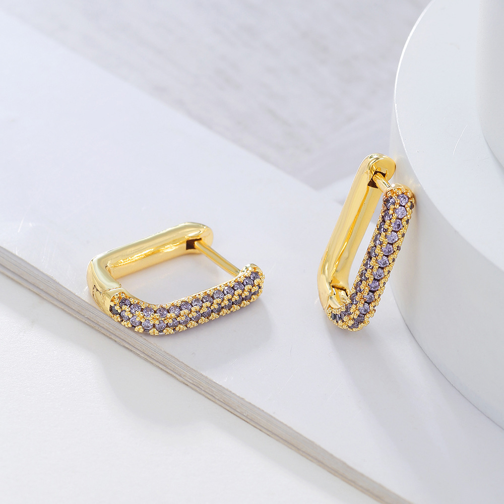 Fashion U Shape Copper Plating Zircon Earrings 1 Pair