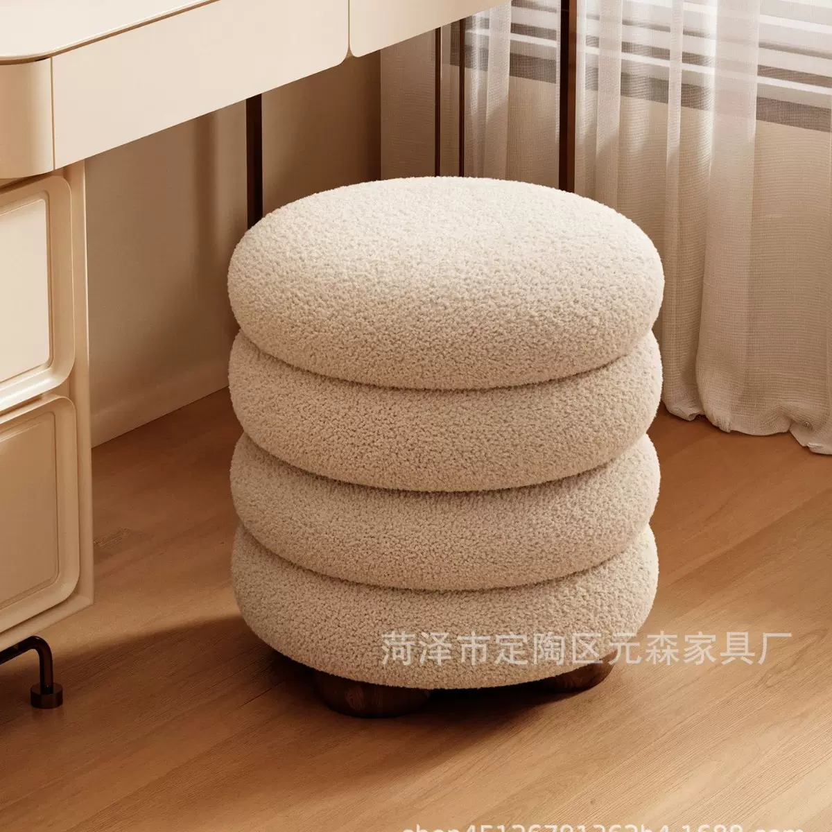 奶油风化妆凳家用女生卧室梳妆台椅儿童沙发凳坐墩美甲店简约椅子