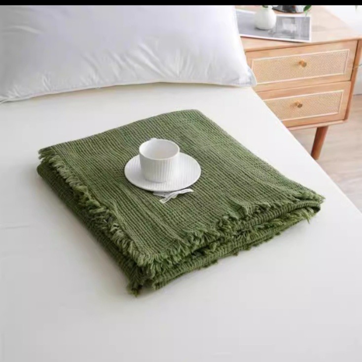 Peinado espeso de cuatro capas manta de gaza Jacquard copo bordilla manta manta de sofá manta de siesta de oficina