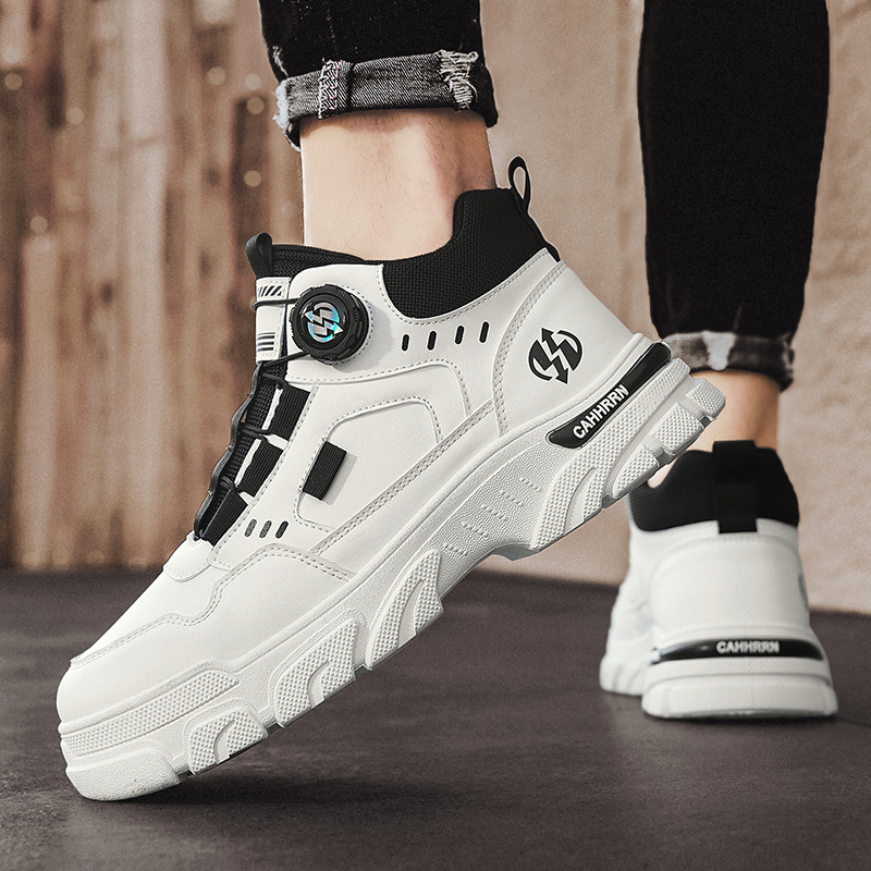 Botón giratorio de moda con pies botas Martin para hombre otoño e invierno nuevo estilo de cuero, alta, alta, alta, alta, deportes casuales, botas de hombre de moda