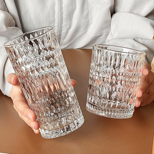 Embossed Glass Scandinavian Accessible Luxury Retro Household Water Cup Juice Cup Milk Beer Wine Glass Whiskey Glass