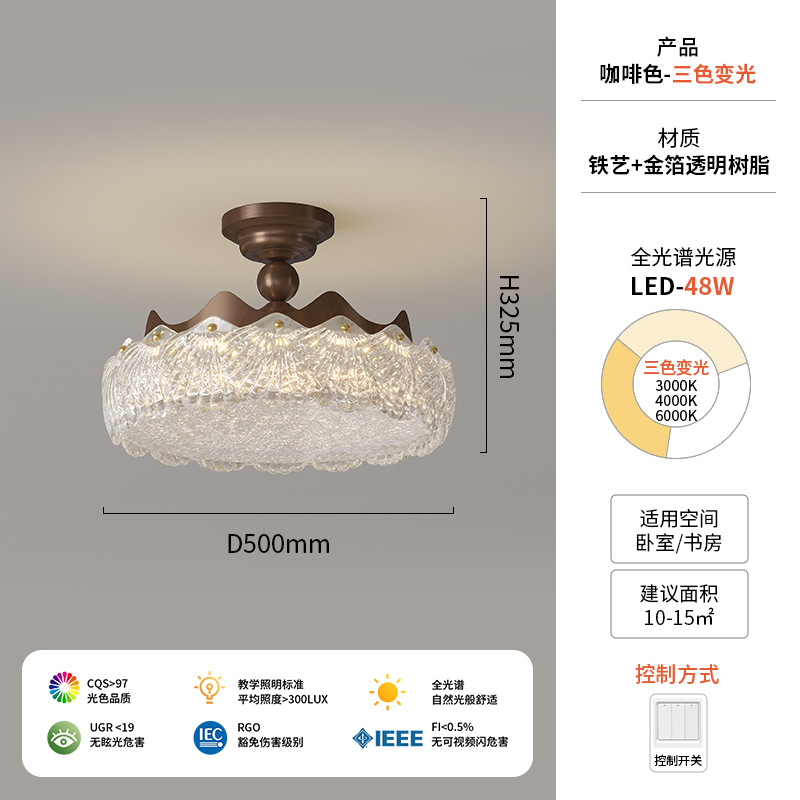 Italia lámpara de oro de alta gama lámpara de techo del dormitorio lujoso diseño ligero francés atmósfera de protección de los ojos de la habitación lámpara de estudio