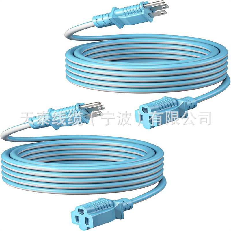 蓝白双色户外延长线5-15P/5-15R延长线重型延长线带3爪接地插头
