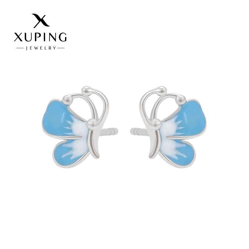 Xuping estilo simple pequeña mariposa fresca esmalte serie de goteo de aceite pequeño temperamento dulce auriculares al por mayor