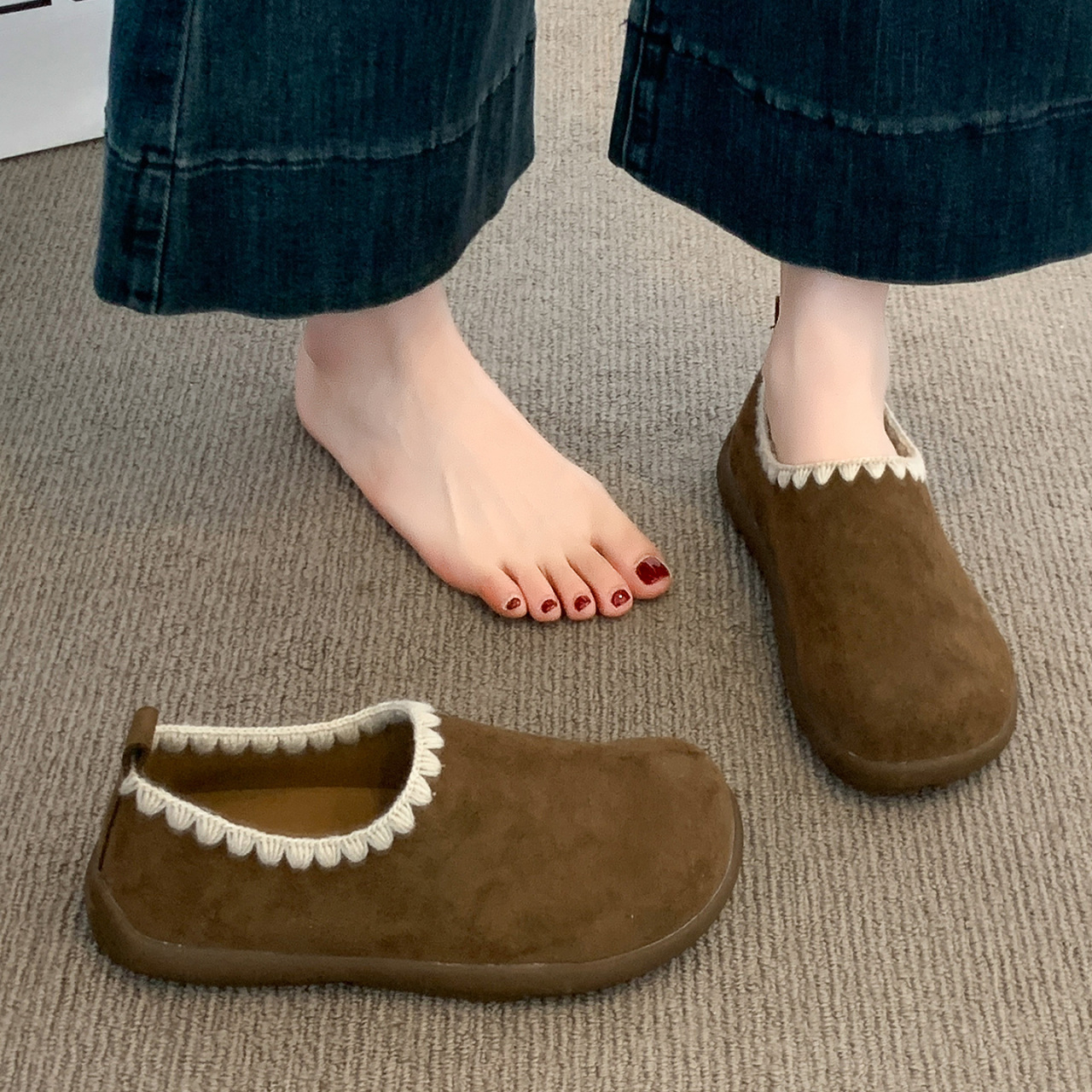 Retro de un pie de calzado hombre Bocken zapatos para mujeres 2025 nuevo otoño Bean zapatos de sol blando Bocken zapatos para mujeres