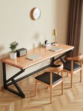 实木电脑桌台式简约双人桌子家用办公书桌现代卧室长桌北欧工作台