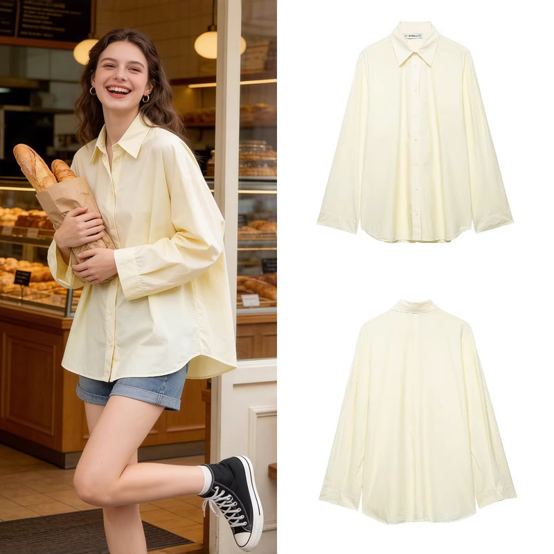 Z Brand Foreign Trade Cross-Border European and American Style Women's Clothing 2026 Spring New Fashion Casual Poplin Loose Shirt Z Brand Foreign Trade Cross-Border European and American Style Women's Clothing 2026 Spring New Fashion Casual Poplin Loose Shirt