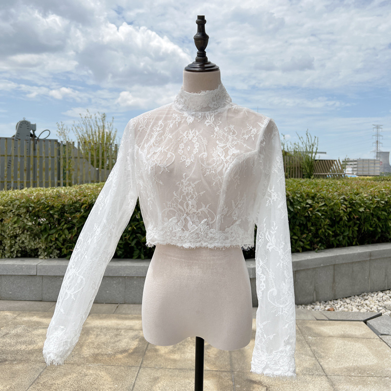 新娘披肩薄款新款蕾丝披肩夏季结婚长袖花边披肩婚纱礼服披肩马甲