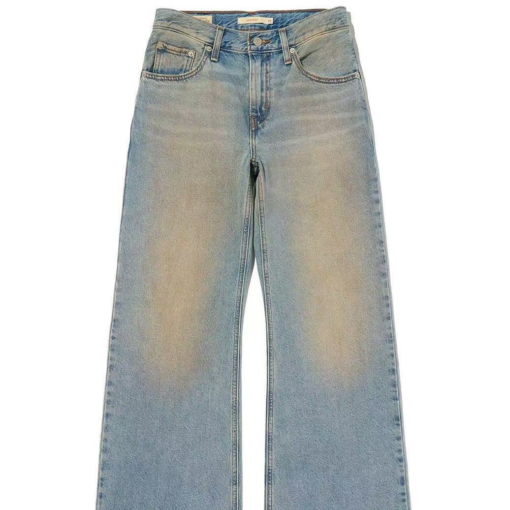New autumn jeans, cross-border Levis women's jeans, distressed loose flared jeans, Park Chae-young's same style jeans