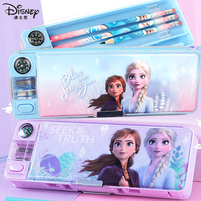 Ice and Snow Elsa Princess Stationery Box Multifunctional Primary School Kindergarten Girls Cartoon Pencil Box Large Capacity Pen Bag