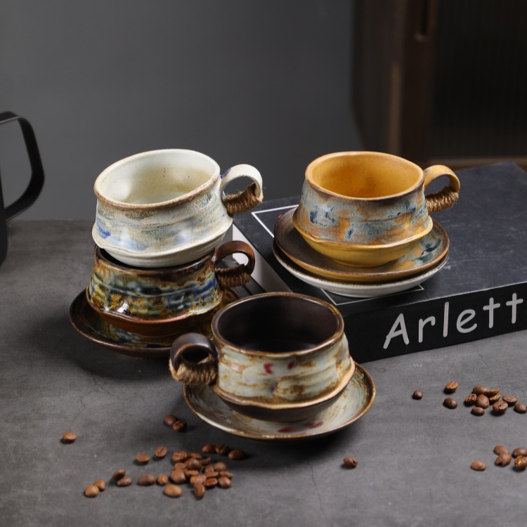 Ceramic Cup And Saucer Set Minimalist Creative Tea Coffee Mugs_voghion.com