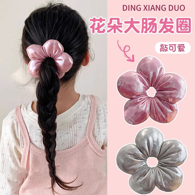 Nueva flor para niños, lazo para el cabello del intestino grueso, lindo estilo de primavera, relleno de cuerda de cabeza de flor grande 2025 nueva cuerda para el cabello de burbujas para mujer