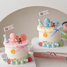 网红泡泡龙蛋糕装饰摆件萌系可爱小恐龙宝宝儿童生日烘焙插件配件