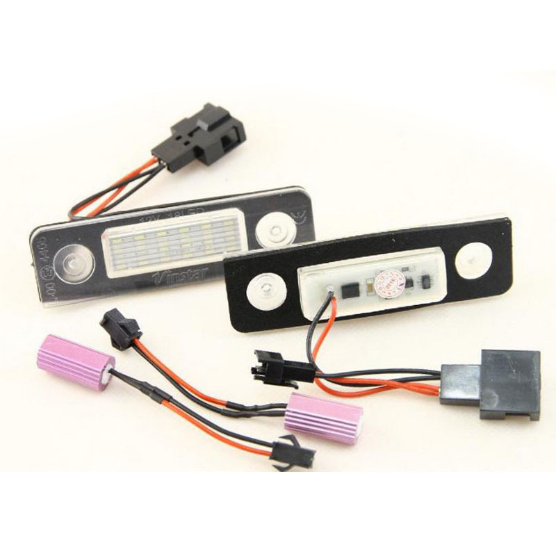 Suitable for Volkswagen Skoda Octavia II facelift models 09-12, license plate lights, 18 LED white lights, black cotton, 2 pieces