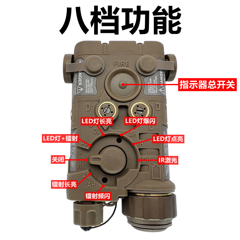 Versión con todas las funciones NGAL-L3 rojo, verde y azul láser IR puntero láser linterna táctica luz LED destello de luz fuerte
