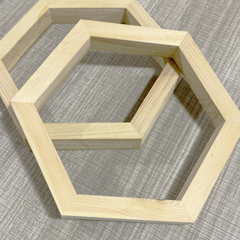 Hexagonal Photo Frame Display Solid Wood Hexagonal Hexagonal Rhombus Frame Combination Changeable Art Decoration Clay Transparent
