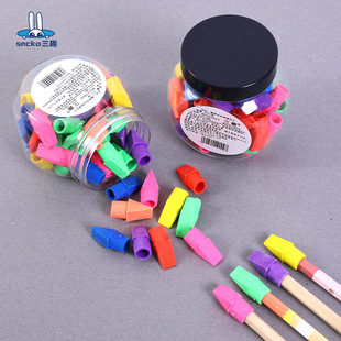 Three Fun Color Rubber Head Cover Replacement Bullet Eraser Bottled Pencil Head Cutter Head Rubber Primary School Students Wholesale