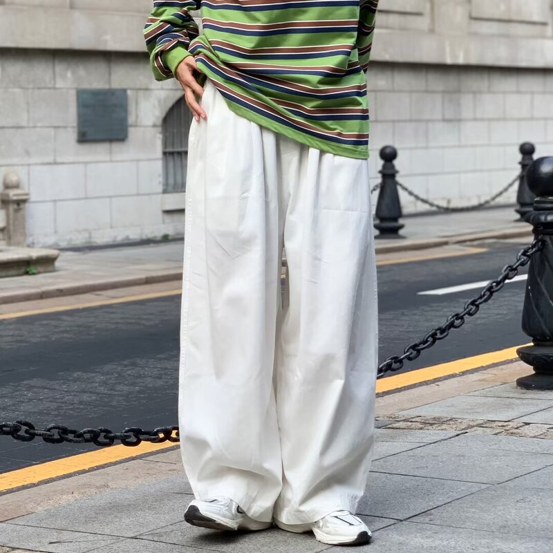 American Retro High Street Cargo Pants Men's Straight Wide Leg Casual Pants 2024 New Fashion Trendy Ins Pants
