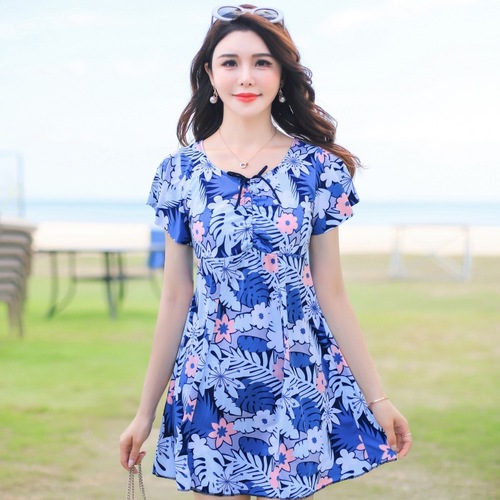 Split-Panel, Conservative Skirt-Style Plus-Size Swimwear for Moms – Women’s Belly-Covering, XL Thermal Spa Swimsuit by Feiaorshu 2318