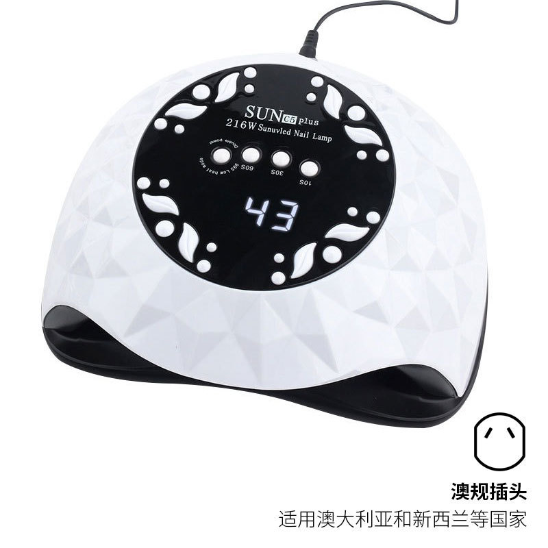 Lámpara de uñas de alta potencia Amazon de 216W, lámpara de fototerapia para uñas, secado rápido, lámpara de curado de gel para uñas de salón, lámpara de curado de esmalte de uñas, transfronteriza