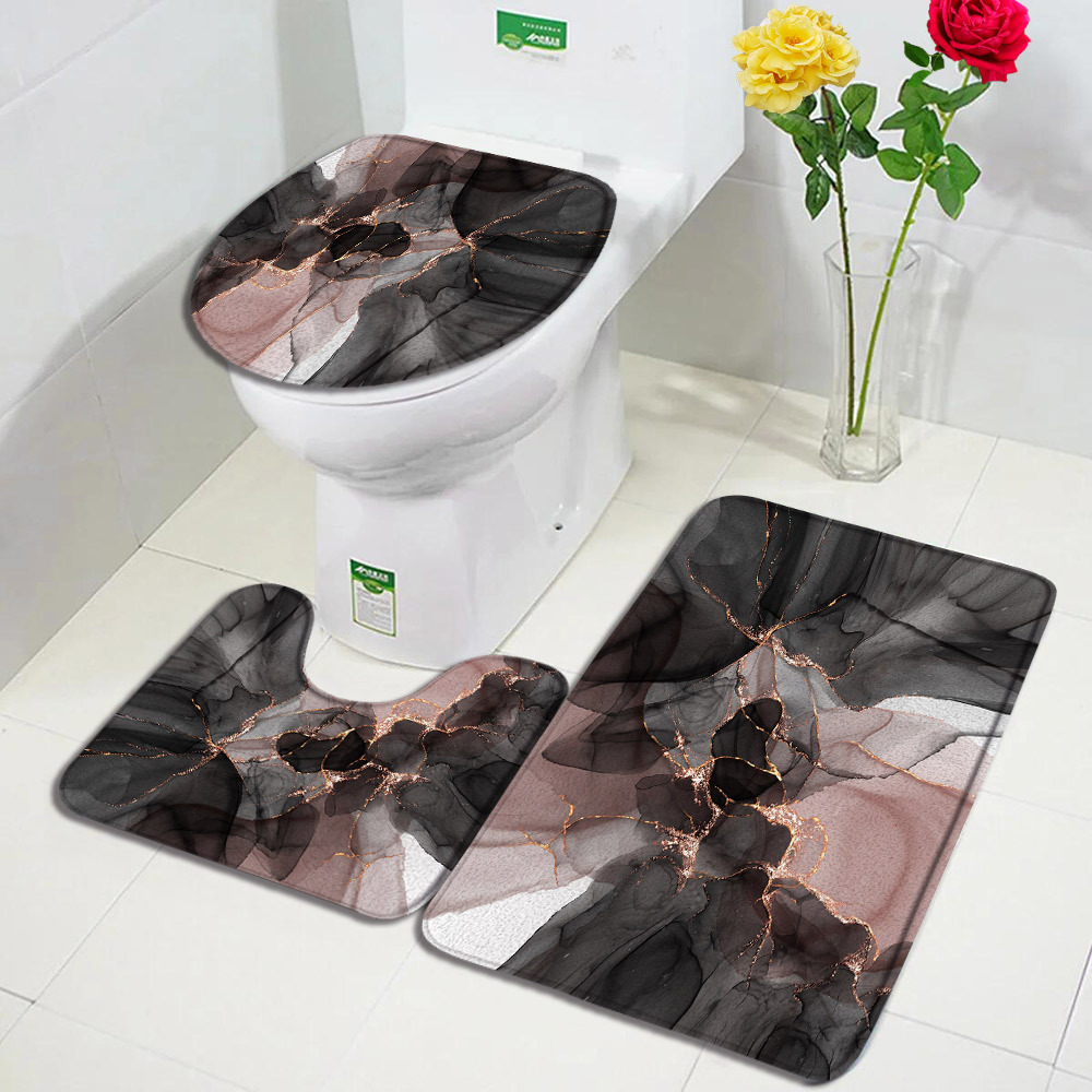 Baño transfronterizo de tres piezas aislante de frío absorción de agua alfombra de franela resistente al desgaste y sucia fácil de cuidar alfombra antideslizante de decoración doméstica