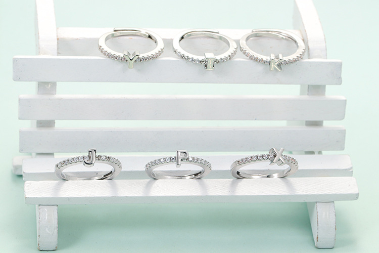 Daily Occasion Unisex Fashion Letter Copper Zircon Rings Plating Inlaid Zircon