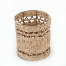 复古草编篮子家居摆饰 玻璃瓶套草编收纳 卫浴用品收纳篮草编托盘